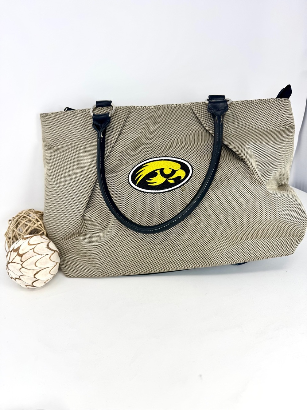 Iowa Hawkeyes Twill Tote Bag with Black Handles